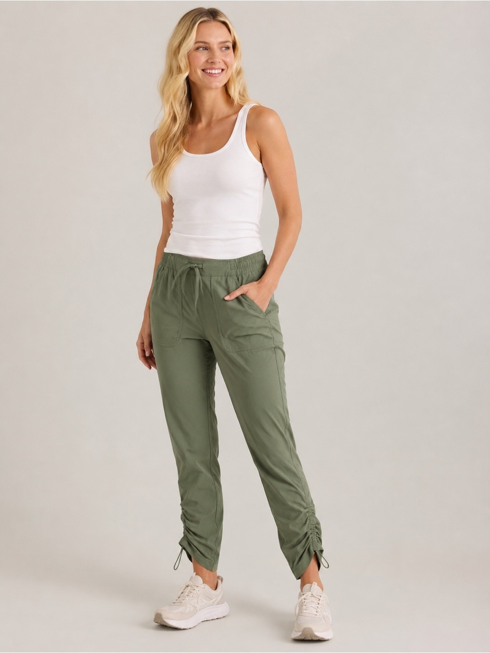 Orvis Olive Green Drawstring Ankle Track Pants